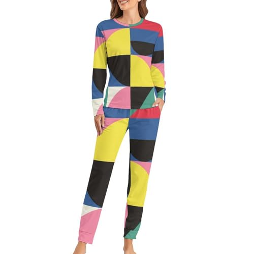 Ensemble de pyjama femme fluide Géométrie des Couleurs pour ne plus avoir froid