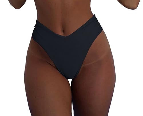geluboao Women's Bikini Bottom Sexy V Cut High Cut Swimsuit High Waisted Bathing Suit Bottoms2