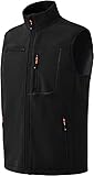 AjezMax Weste Herren Outdoor Leitch Anglerweste Winddicht Softshell Ärmellose Jacke Bodywarmer Fleece Weste Full-zip Ärmellose Jacke Schwarz XXL