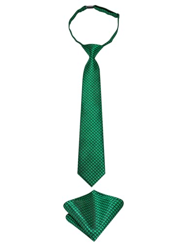 Image of Hi-Tie Boys Tie Pre-Tied Pocket Square Set Adjustable Kids Neckties Age 7-11 Years School UniForm Graduation