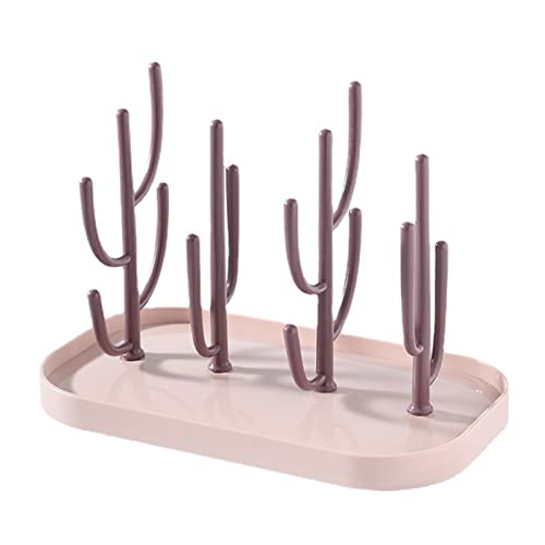 Image of SHxxyljh Baby Essentials,Bottle Drying Rack,Baby Bottle Drying Rack,Drying Rack for Kitchen Counter,Detachable Bottle Dryer Holder with Base.for Nipples,Cups,Pump Parts and Accessories(Pink)