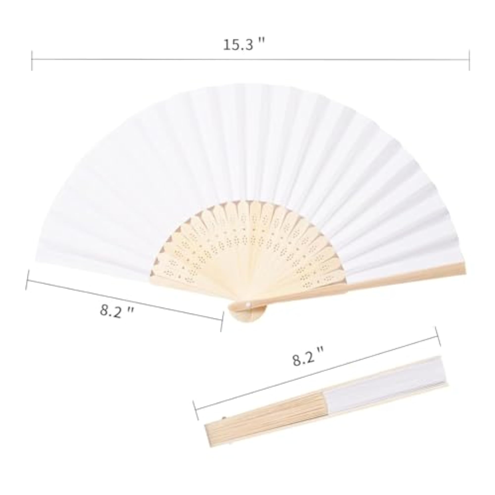 20pcs White Paper Hand Fan, Wedding Decoration