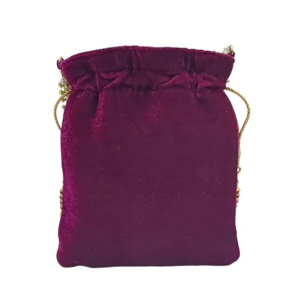 Amerie Fashions Women's Embroidered Pearl Beaded Potli Bag Purse for Party Wedding - Image 4
