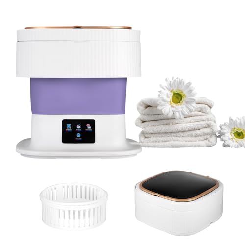 10L Mini Waschmaschine mit blaumit Licht,2.1Kg Faltbare washing machine Mit Abnehmbarer Trockenkorb,Tragbare Camping waschmaschine klein Für Schlafsäle, Wohnungen, Reise (10L Lila)