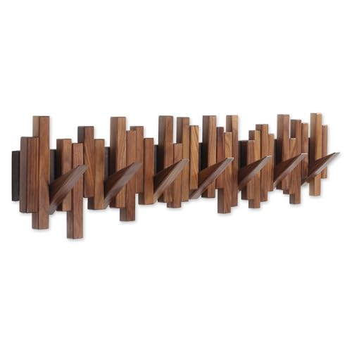 Wooden Coat Rack Wall Mounted Sticks Multi Rack Solid Handmade Na...