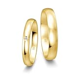 mosa & co. – Alianzas de oro 333 | Alianzas de boda oro amarillo clásico pulido macizo con diamantes de 3 – 5 mm | Incluye caja de regalo y certificado de autenticidad, Diamante