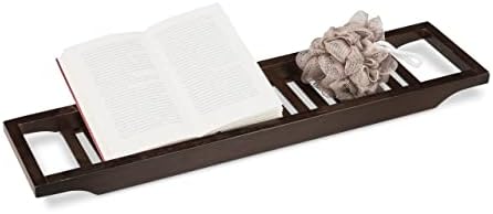 Relux Premum 100% Natural Bamboo Bath Caddy Brdge U2013 Extendable Luxury