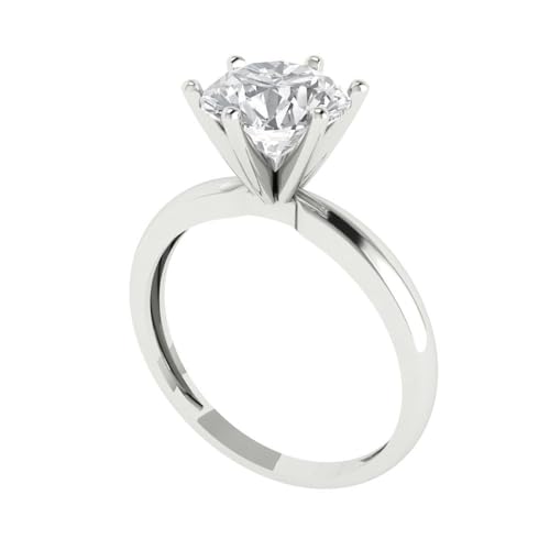 2 Ct Brilliant Round Cut Clear Simulated Diamond 14K White Gold Solitaire Engagement Promise Bridal Anniversary Ring2