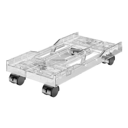 DTACBNEUZ Support pour PC - Largeur réglable - Avec 4 roulettes - Support de tour pour PC portable - Support sous le bureau - Pour la maison et le bureau - Transparent
