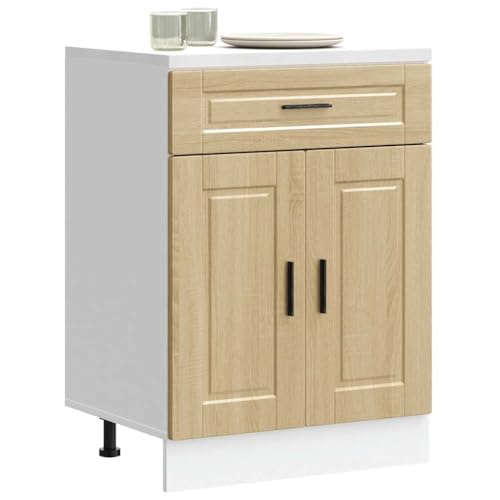 Gecheer Mueble bajo de Cocina Porto Roble Sonoma Madera reconstituida Aparador Comedor,Mueble Auxiliar,Alacena de Cocina Estantería de Cocina,Muebles de Cocina TY-4