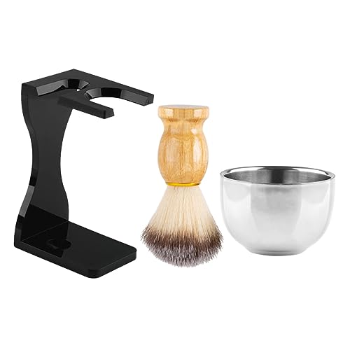 Ipetboom 1 Juego Set De Taza De Afeitar Portátil Accesorios De Taza De Afeitar Resistente Al Desgaste Brocha De Afeitar Cómoda Soporte y Tazón De Afeitar Acrílico