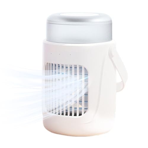 Climatizador portátil para interiores, ventilador de mesa compacto con asa, enfriador recargable de 3 velocidades, luz para dormitorio, salón, coche y habitaciones