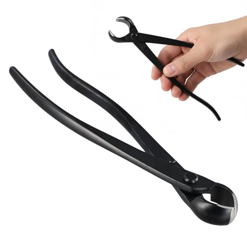 Herramientas Bonsai 205 mm, Kit Jardineria Bonsai Profesionales de Acero Inoxidable, Cortador Concavo de Borde Redondo, Alicates Oblicuos para Eliminar Ramas Pequeñas, Protuberancias y Nudos, Negro