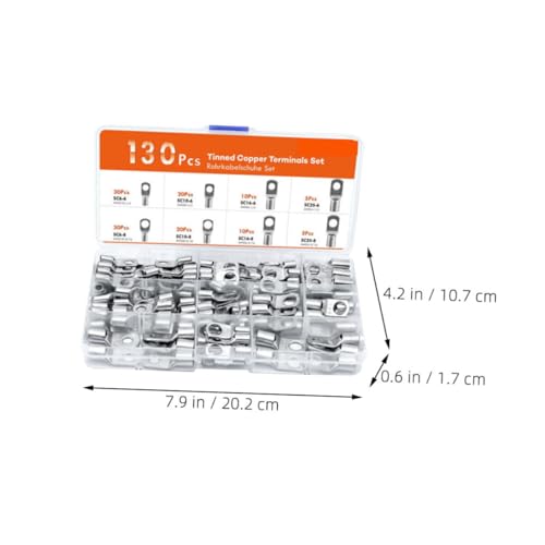 Kit de conectores de cable de 130 piezas con terminales redondos resistentes para crimpado 2