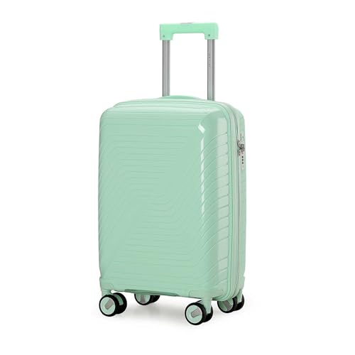 Aerostar Carry-on 20" Lightweight PP Hard Suitcase, Hand Luggage 4 Wheel & TSA Lock, 55x35x20cm | Accepted All Airlines easyjet, RyanAir, British Airways (Mint Green, 35 litres)