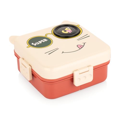 ATTRO Festive Super Cat Lunch Box 2 Layer Plastic Lunch Box Comes with 1 Detachable Tray, 1 Small Container & 1 Spoon Ideal for Kids BPA Free 1590ml+7
