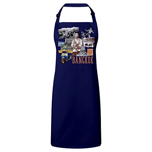 Tablier de cuisine Bangkok vintage au tissu premium navy et finitions soignées