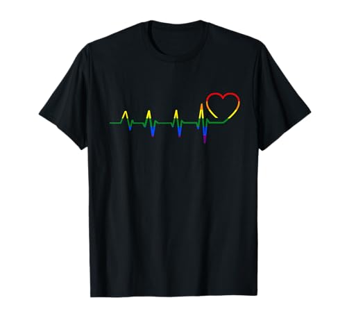 LGBT Schwul Lesben Gay Pride Regenbogem Herzschlag Geschenk T-Shirt