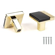 2 PCS Cabinet Pulls Zinc Alloy Plating Process Simple Modern Style Drawer Pulls for Cabinet Golden Black Cabinet Door Knob for Cabinet, Drawers and Wardrobe Doors Drawer 0mm