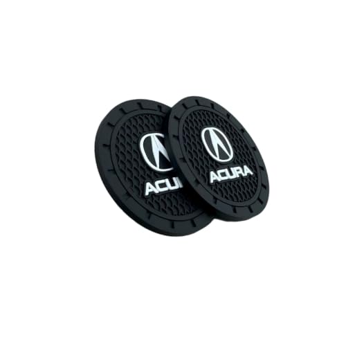 Car Cup Holder Coasters Compatible with Acura Series Interior Accessories Recessed Silicone Anti Slip Cup Holder Coaster Interior Accessories 2.75in 2Pack (Black)
