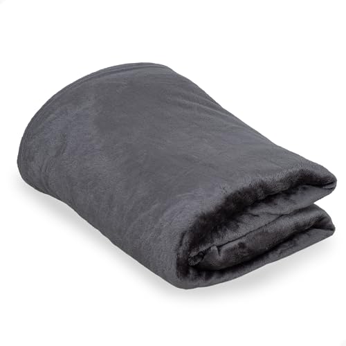 MOPAREL Manta Lisa Sedalina 160x220cm Súper Suave y Cálida. Muy Ligera y Confortable para Cama Sofá y Sillón. Cobertor 100% Poliéster. Calidad 250g/m². Color Gris Oscuro