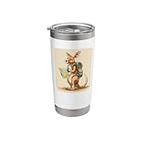 Cute travel Kangaroo with Map and Backpack Costume Stainless Steel Insulated Tumbler