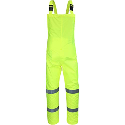 West Chester WW4033P/L Fluorescent Lime Green/w Reflective Stripes - Poly Oxford/PU Coated Bib Overall Only, Class 3 Each