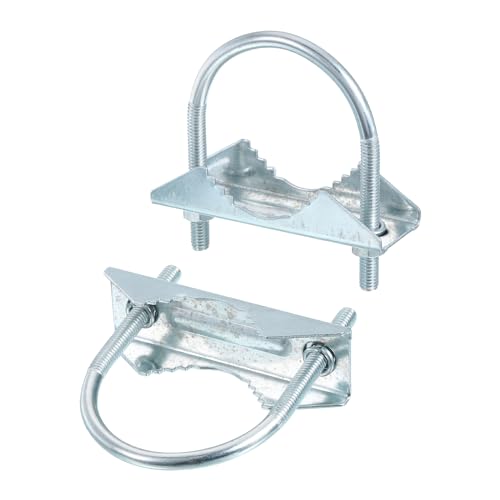 QUARKZMAN Kit de Support de Fixation en Croix pour Mât d'Antenne avec Étrier en U et Matériel de Montage, 2 Pièces, M6x52x75mm