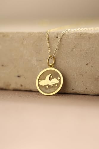 Collier lune et étoile en argent 925 LKBEADS avec chaîne 45 cm