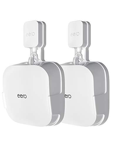 COOLWUFAN Wall Mount Holder for eero Pro 6 or eero Pro 6E Home WiFi System-Simple and Sturdy Wall Mount Holder Stand Bracket for eero Pro 6E & Pro 6 tri-Band mesh Wi-Fi 6 System (White(2 Pack))