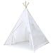 A Mustard Seed Toys Kids Teepee Tent - Portable Canvas Tent, No Extra Chemicals, Includes Carrying Case (White)