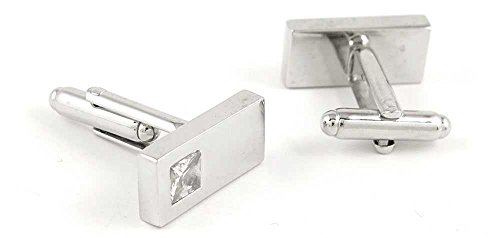 1 Par de Mancuernillas de Hombre Plata Cubo Diamante Blanco miniatura 2