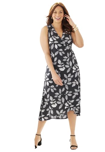 Catherines Women's Plus Size Effortless Faux Wrap Dress - 3X,