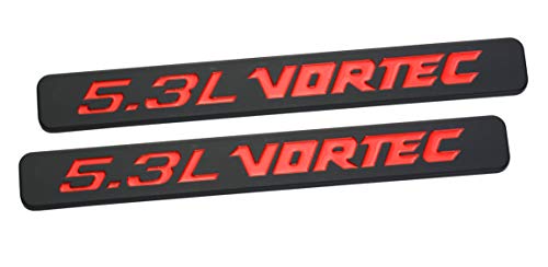 Image of Aimoll 2pcs 5.3l Vortec Hood Emblems Replacement for Z71 GMC Engine Badge Silverado Chrome (Black Red)