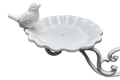 Suporte Comedouro para Pássaros em Metal - Estilo Provençal Colonial Europeu Casa Jardim (Branco)