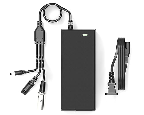 WOJIADA 54.6V 2A Electric Ebike Charger,3 Plugs for 48V Battery Charger DC5.5 * 2.5 and 3-pin and 12mm 3-Prong Replacement Charger,Ebike Scooter F1,F2,F