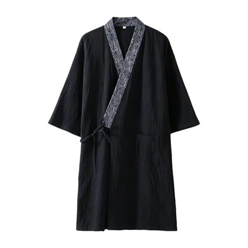 Albornoz kimono estilo yukata japonés en tejido transpirable para pijama y sauna de hombre