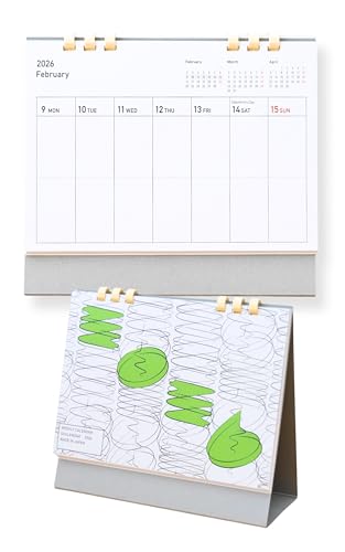 Small Desk Weekly Calendar 2026 Horizontal standing flip from Jan 2026 to Dec 2026 Eco-Friendly Paper-Ring Binding Made in Japan