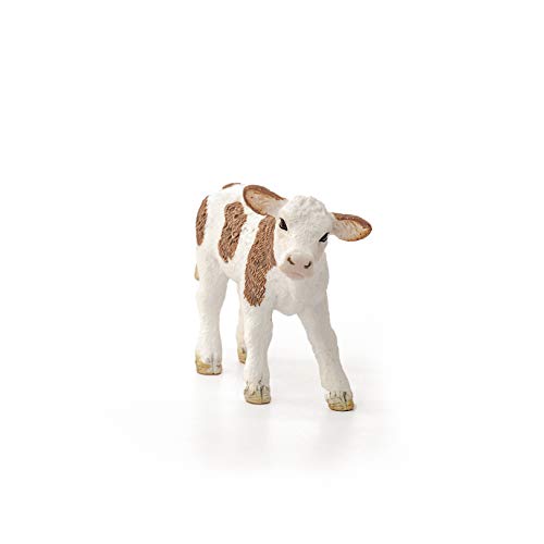 SCHLEICH Farm World | Fleckvieh-Kalb 13802 Bauernhof Spielfigur | detailgetreue Tierfiguren | tolles Geschenk für Jungen und Mädchen | Bauernhof Spielzeug ab 3 Jahre | 8 x 3 x 5 cm