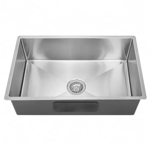 Image of CROCODILE 30x18x10 Inch 304 Grade 1.2mm Stainless Steel Handmade Kitchen Sink | Single Bowl, Heavy Duty, Anti-Rust, Sound-Dampening Sink for Modern Kitchens