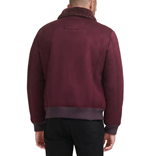 Image of DKNY Men's Faux Shearling Bomber Jacket With Faux Fur Collar