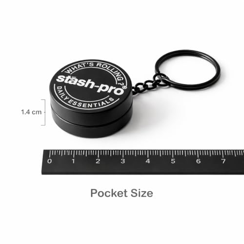 Image of Stash-Pro Mini Metal Grinder with Keychain | Pocket Herb & Spice Crusher | Black