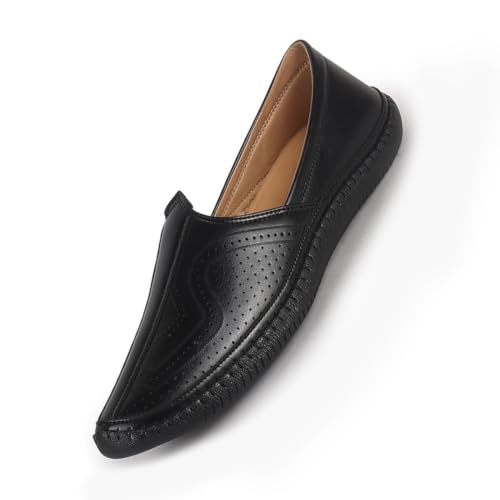 Image of FAUSTO Men Perforated Side Stitched Ethnic Round Toe Juttis and Mojaris for Wedding | Flexible Anti Skid Sole | Pathani Kurta Slip On Shoes
