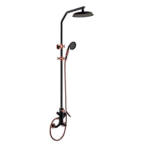 Columna de Ducha de 3 Modo Columna de Ducha de Ducha montada en la Pared de latón con Cabeza de Ducha de otoño Superior, Ducha de Mano, bañera para baño, Oro Negro y Rosa