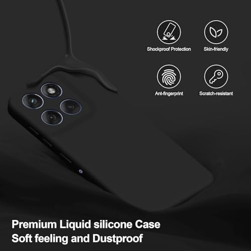 Image of DIZORO Microfiber Candy Case for Motorola G86 Power 5G Smooth Touch Cushion Liquid Soft Silicone Gel Rubber Phone Cases Non-Slip Full Body Protective Shockproof Back Cover -Black