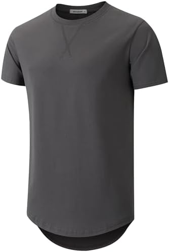 VEIISAR Herren Dickes Rundhalsmantel T-Shirt mit Herren 100 Baumwolle Heavy Duty Preshrunk Longline Shirt