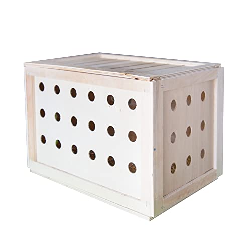 Caja Transporte Animales (30 x 45 x 30 cm) - Tamaño Individual - Transportín de Madera para Conejos, Perdices, Faisanes, Gallinas y Otras Aves
