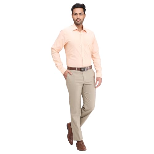 Image of Raymond Men Slim Fit Solid Pattern Pure Cotton Semi Cutaway Collar Full Sleeve Formal Shirt