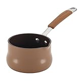 Rachael Ray Cucina Nonstick Butter Warmer, Hard Porcelain Enamel Aluminum, 0.75-Quart, Mushroom Brown