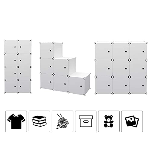 Maginels Large Cube Storage Organizer With Doors -14"X18" Depth 16 Cube Organizer Shelves Clothes Dresser Closet Organizer Storage Cabinet Shelving Bookshelf, White #TOP5